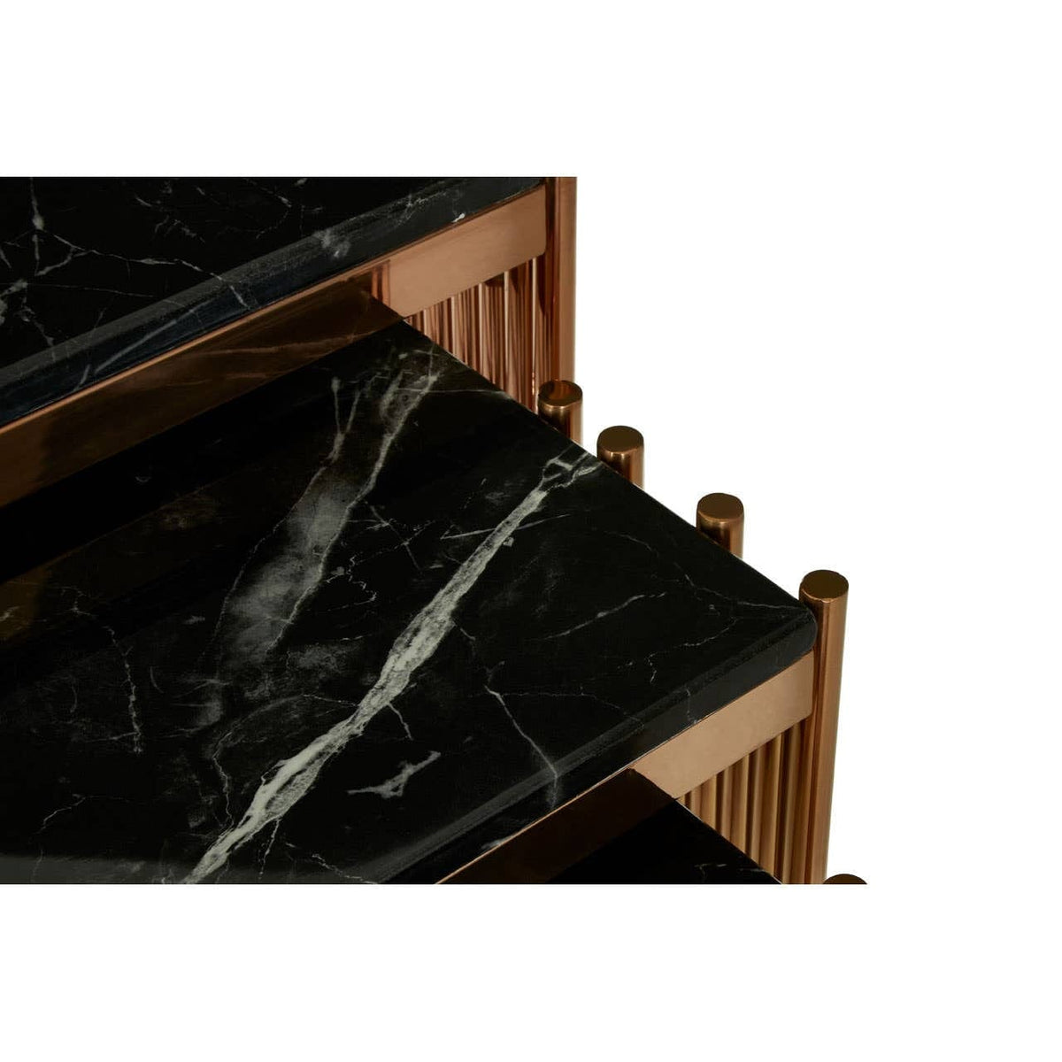 Noosa & Co. Living Alvaro Nest Of 3 Square Tables with Black Marble Top House of Isabella UK