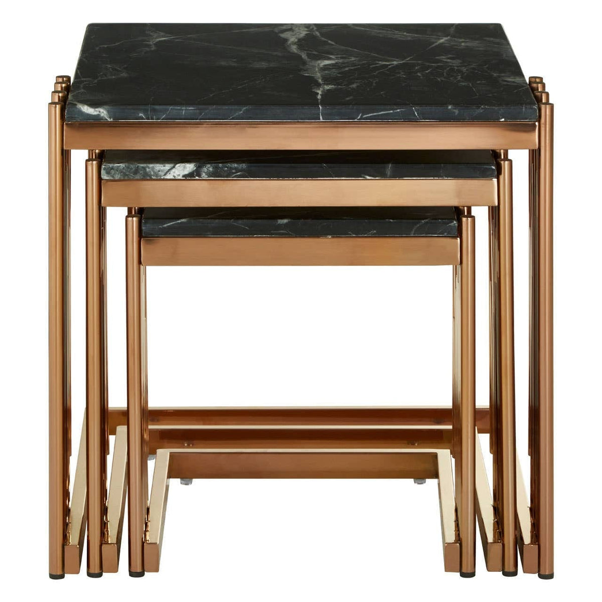 Noosa & Co. Living Alvaro Nest Of 3 Square Tables with Black Marble Top House of Isabella UK