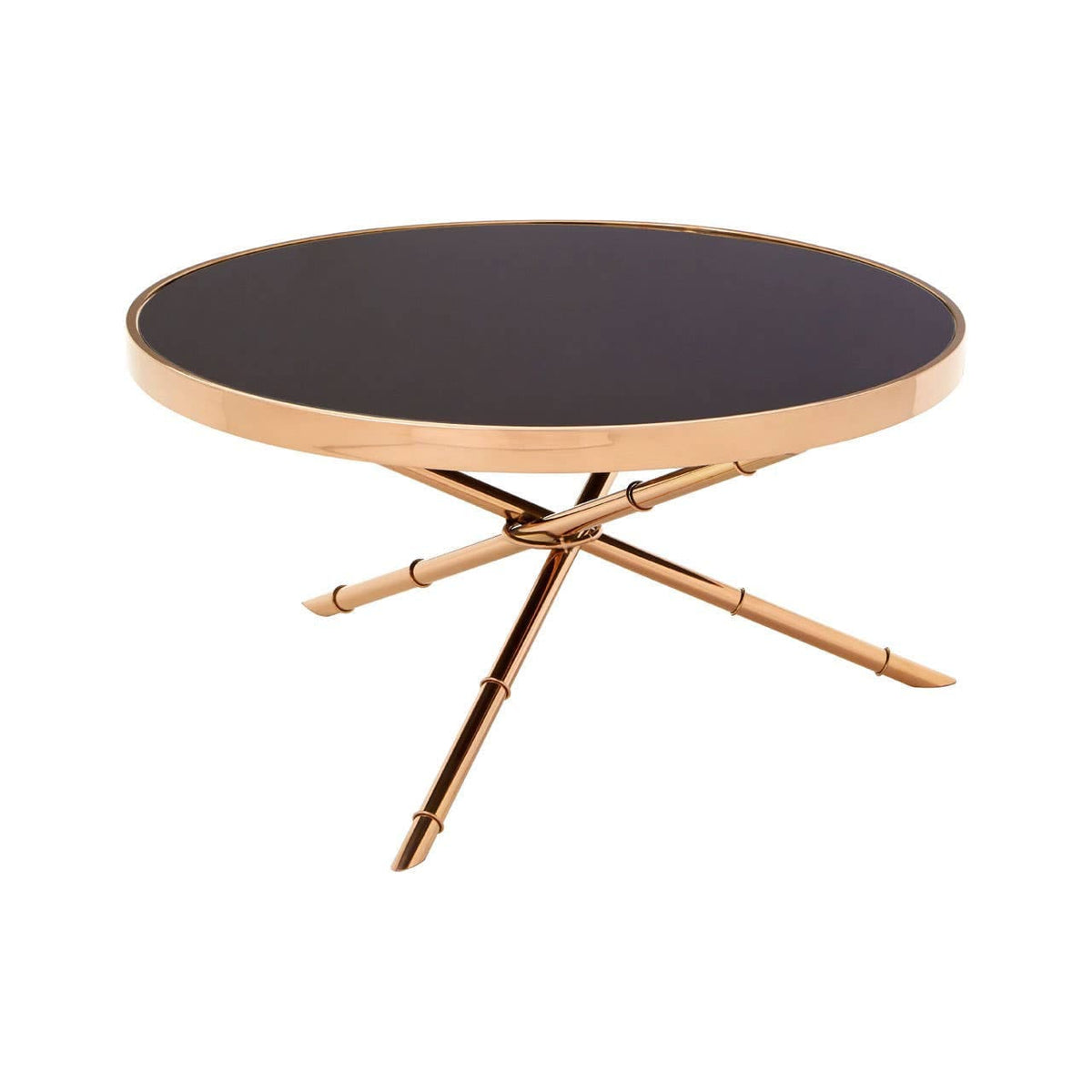 Noosa & Co. Living Alvaro Round Coffee Table with Rose Gold Legs and Black Glass Top House of Isabella UK