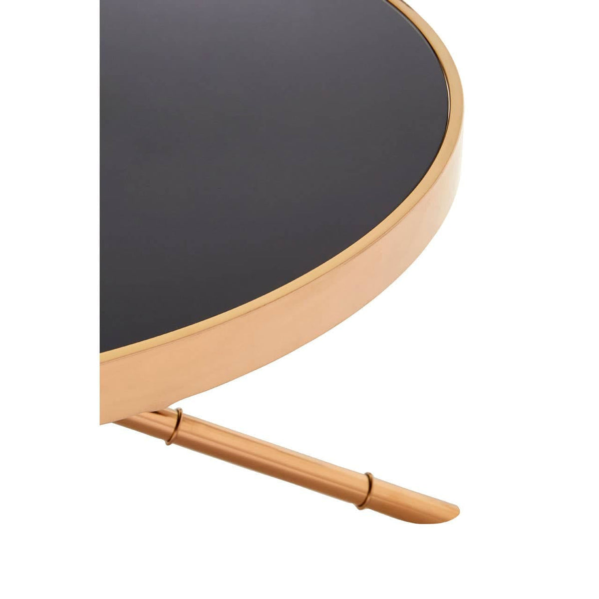 Noosa & Co. Living Alvaro Round Coffee Table with Rose Gold Legs and Black Glass Top House of Isabella UK