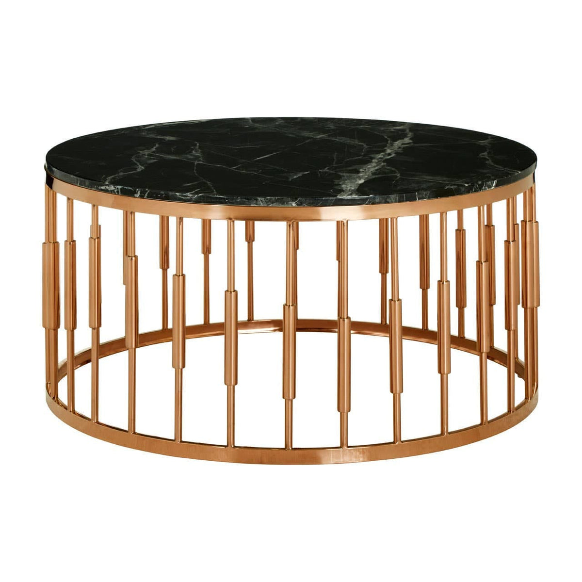 Noosa & Co. Living Alvaro Round Marble Top and Rose Gold Coffee Table House of Isabella UK