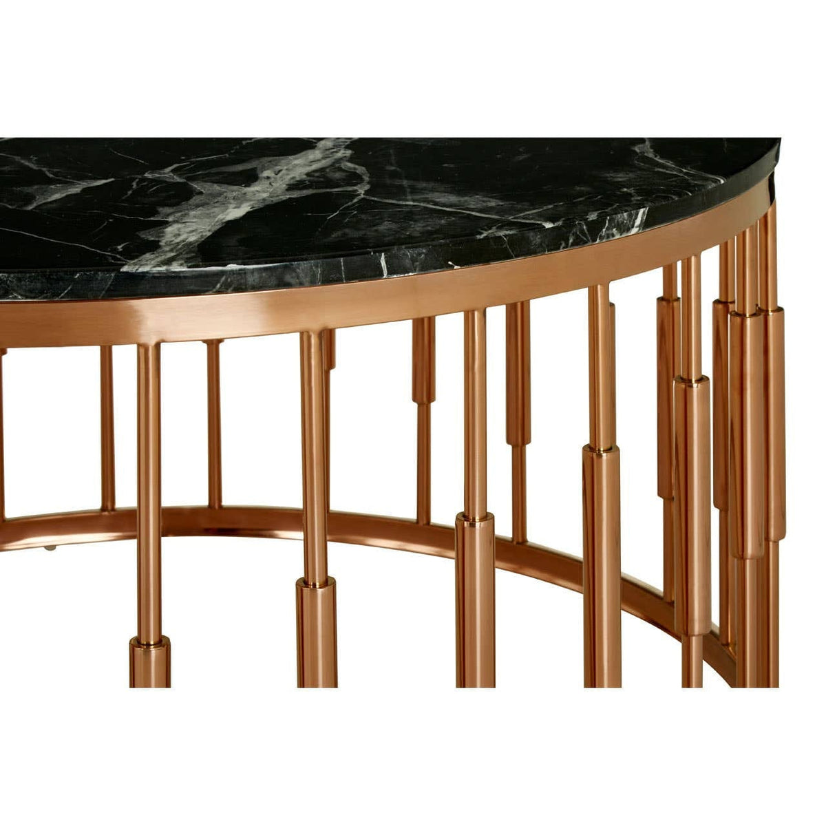 Noosa & Co. Living Alvaro Round Marble Top and Rose Gold Coffee Table House of Isabella UK