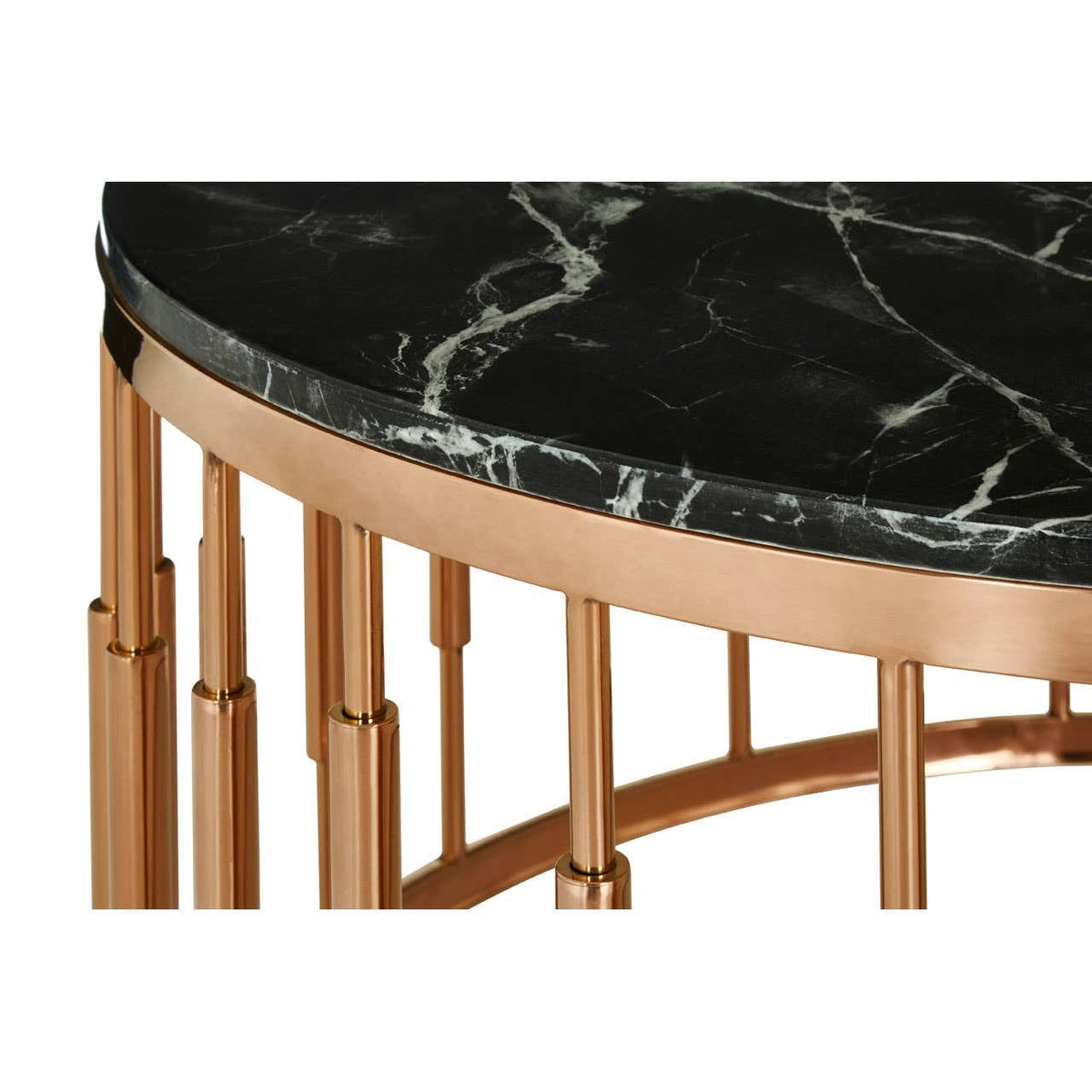 Noosa & Co. Living Alvaro Round Marble Top and Rose Gold Coffee Table House of Isabella UK