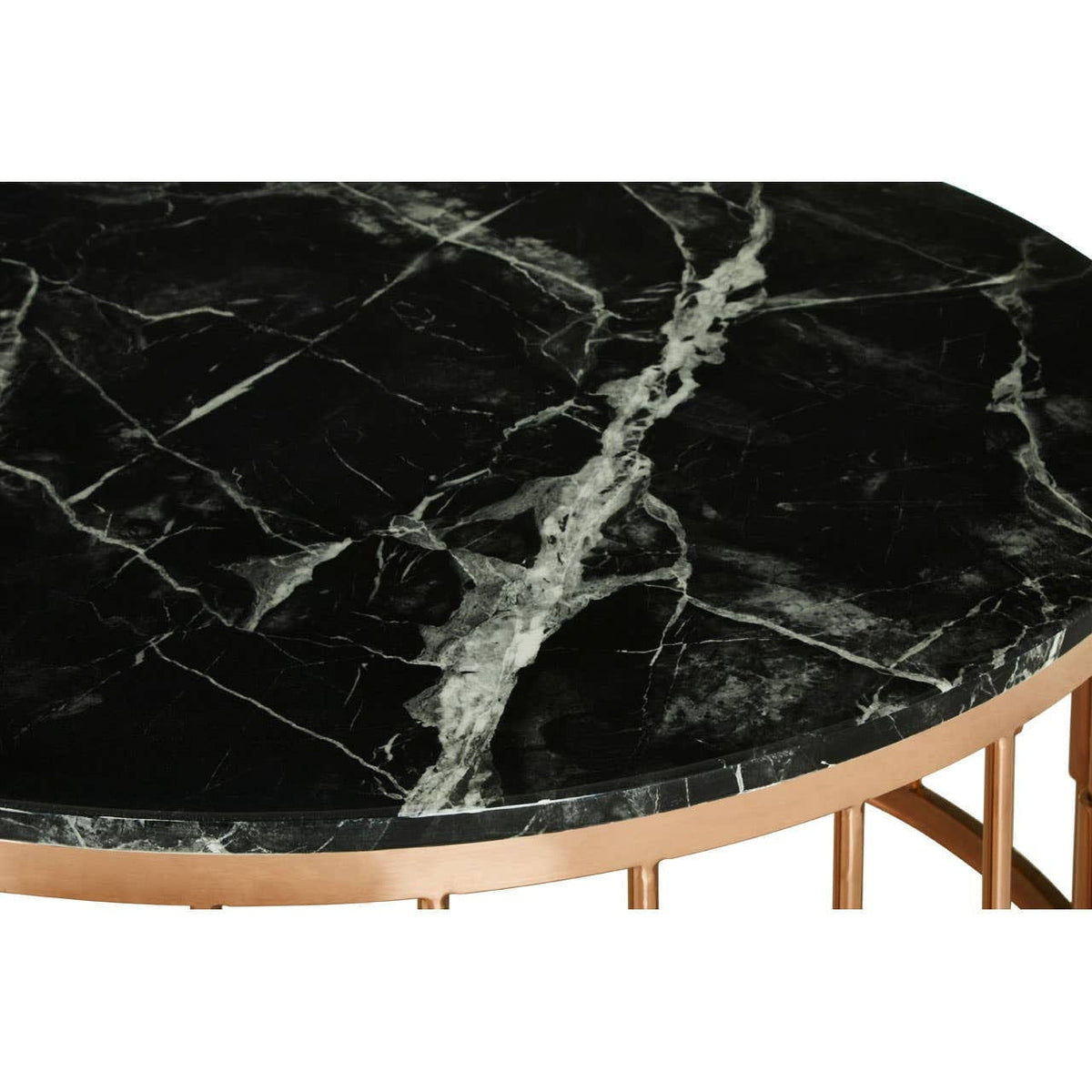 Noosa & Co. Living Alvaro Round Marble Top and Rose Gold Coffee Table House of Isabella UK