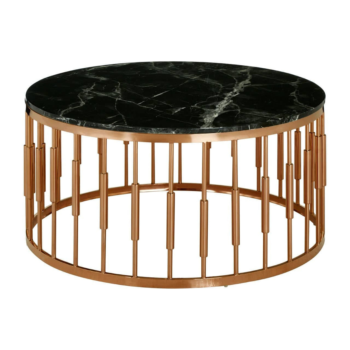 Noosa & Co. Living Alvaro Round Marble Top and Rose Gold Coffee Table House of Isabella UK
