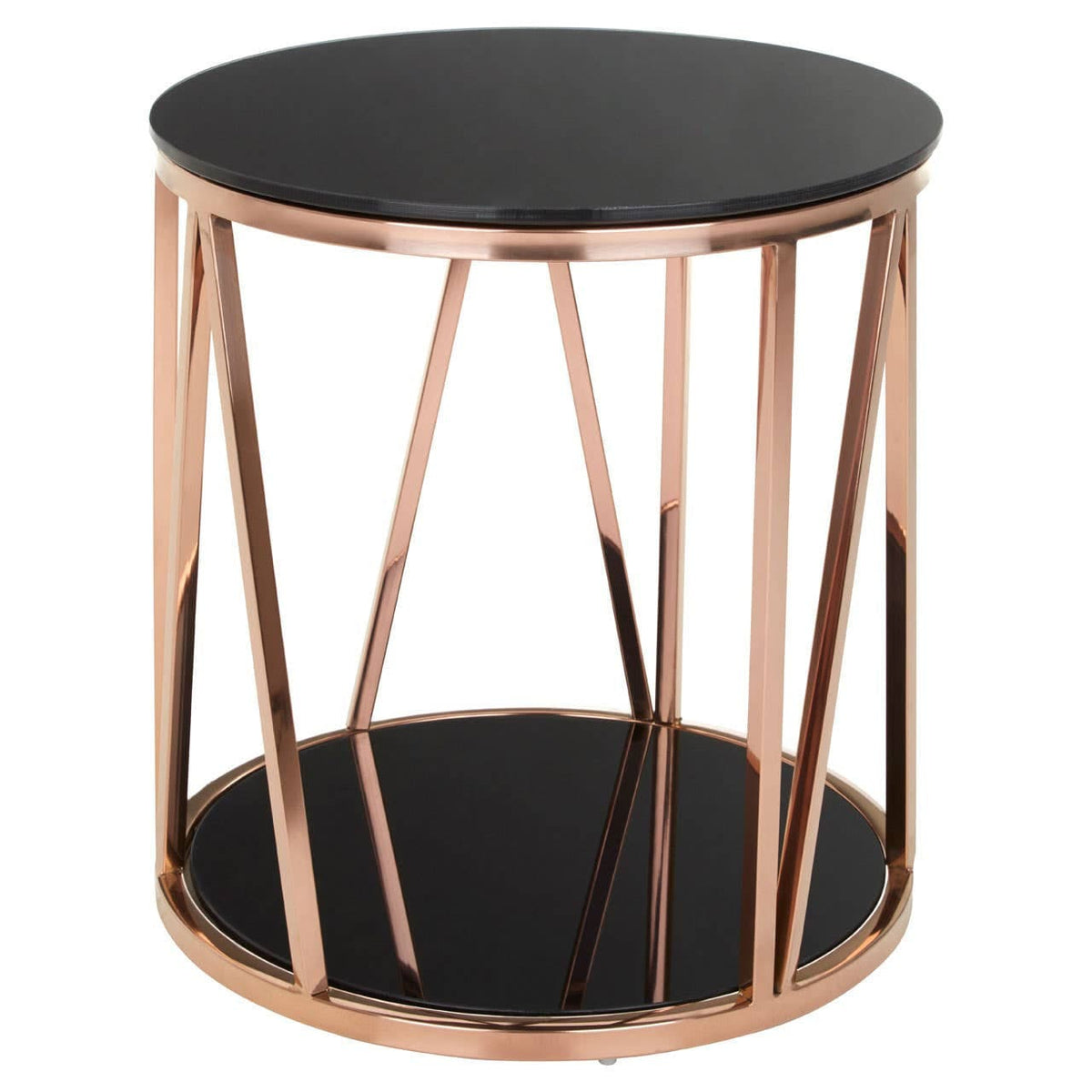 Noosa & Co. Living Alvaro Round Rose Gold Finish Side Table House of Isabella UK