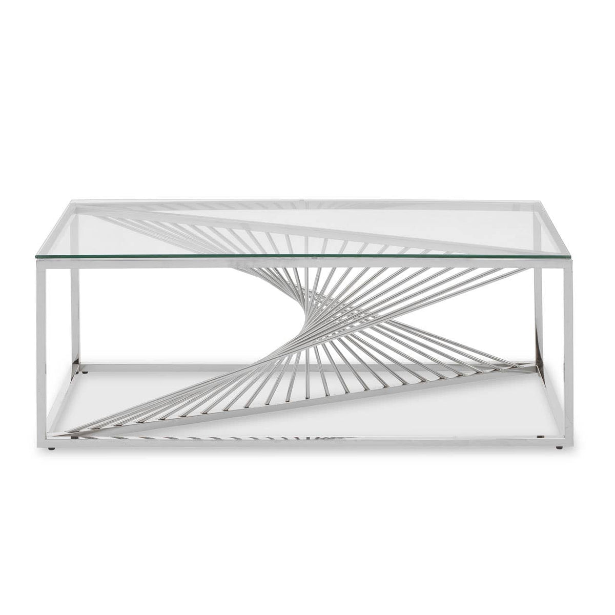 Amella Coffee Table With Silver Finish Frame.