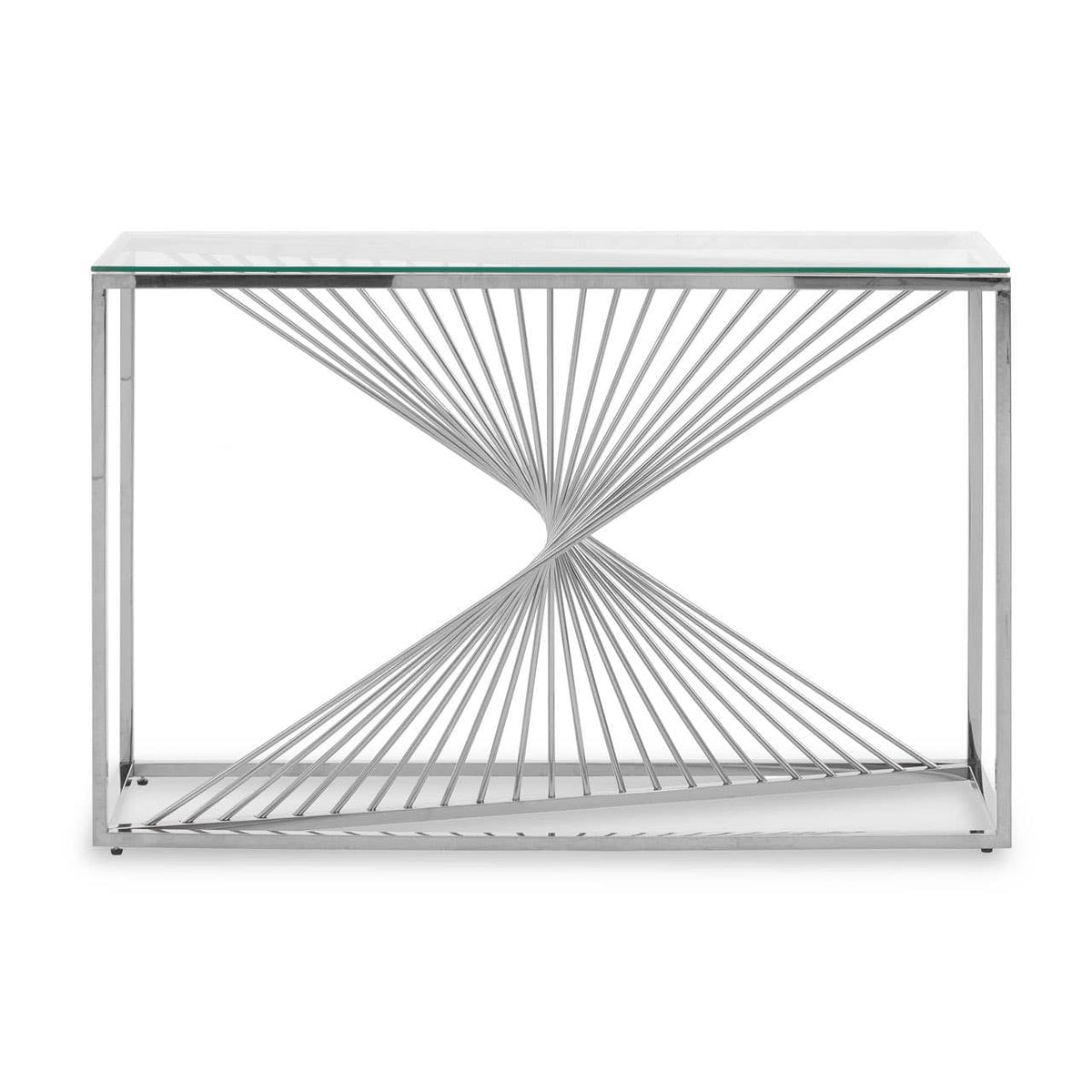 Amella Console Table With Silver Finish Frame.