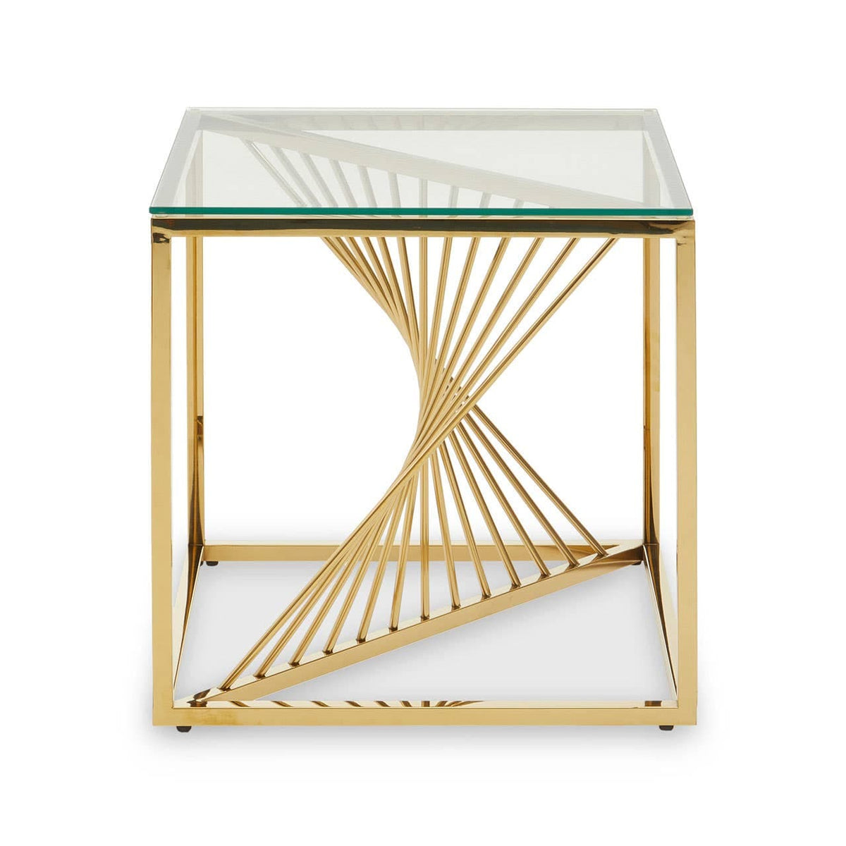 Amella End Table With Gold Finish Frame.