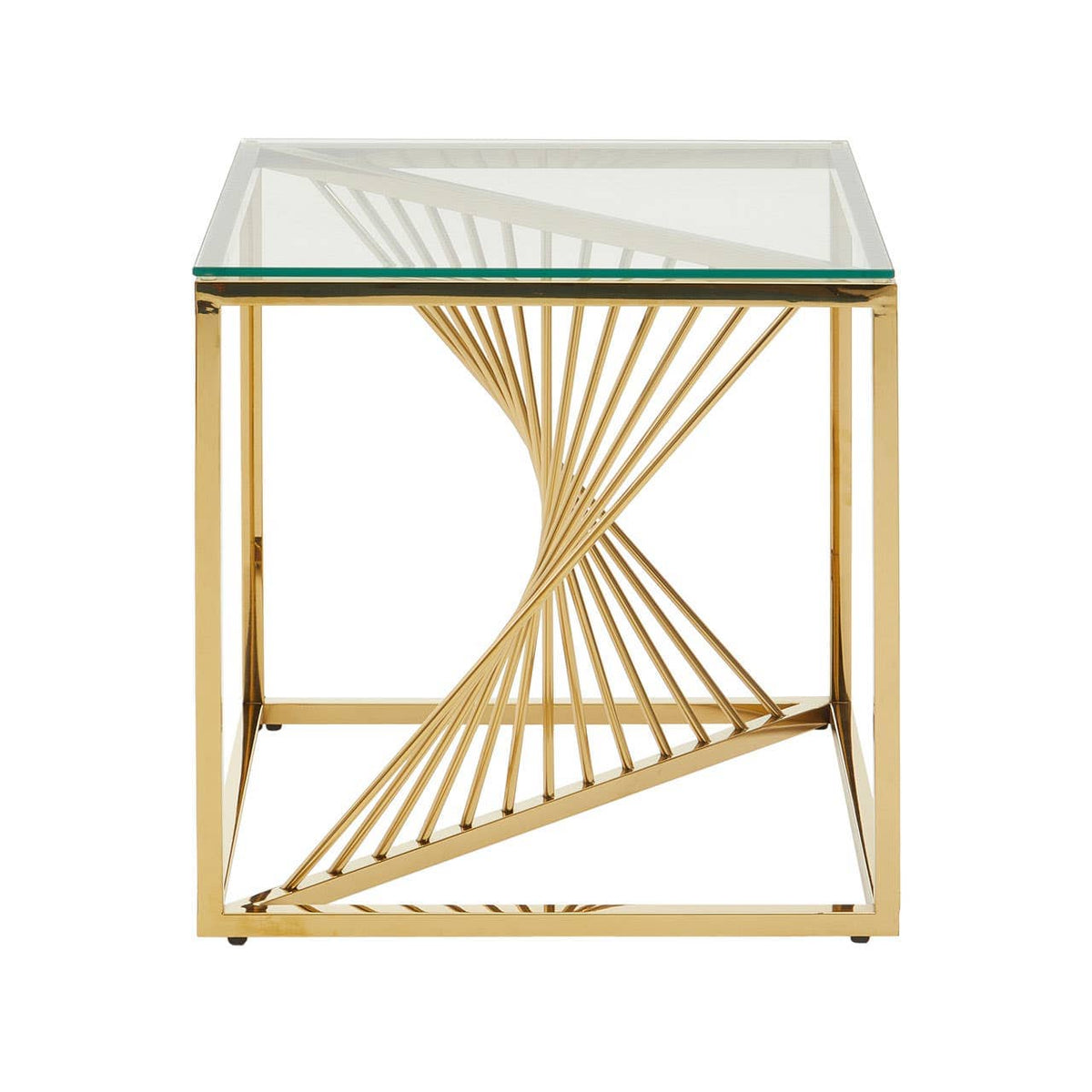 Amella End Table With Gold Finish Frame.