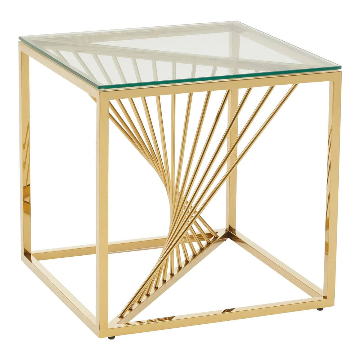 Amella End Table With Gold Finish Frame.