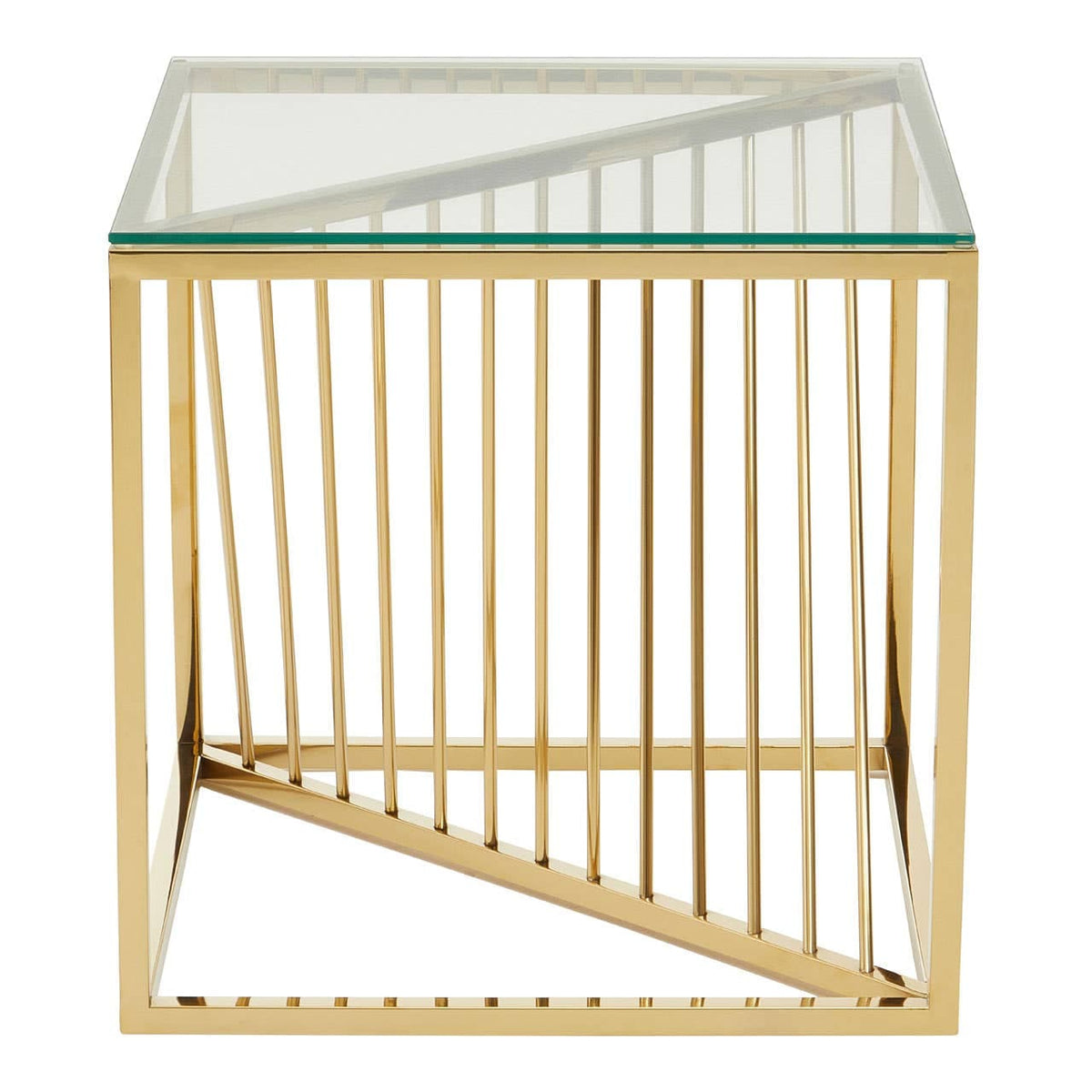 Amella End Table With Gold Finish Frame.