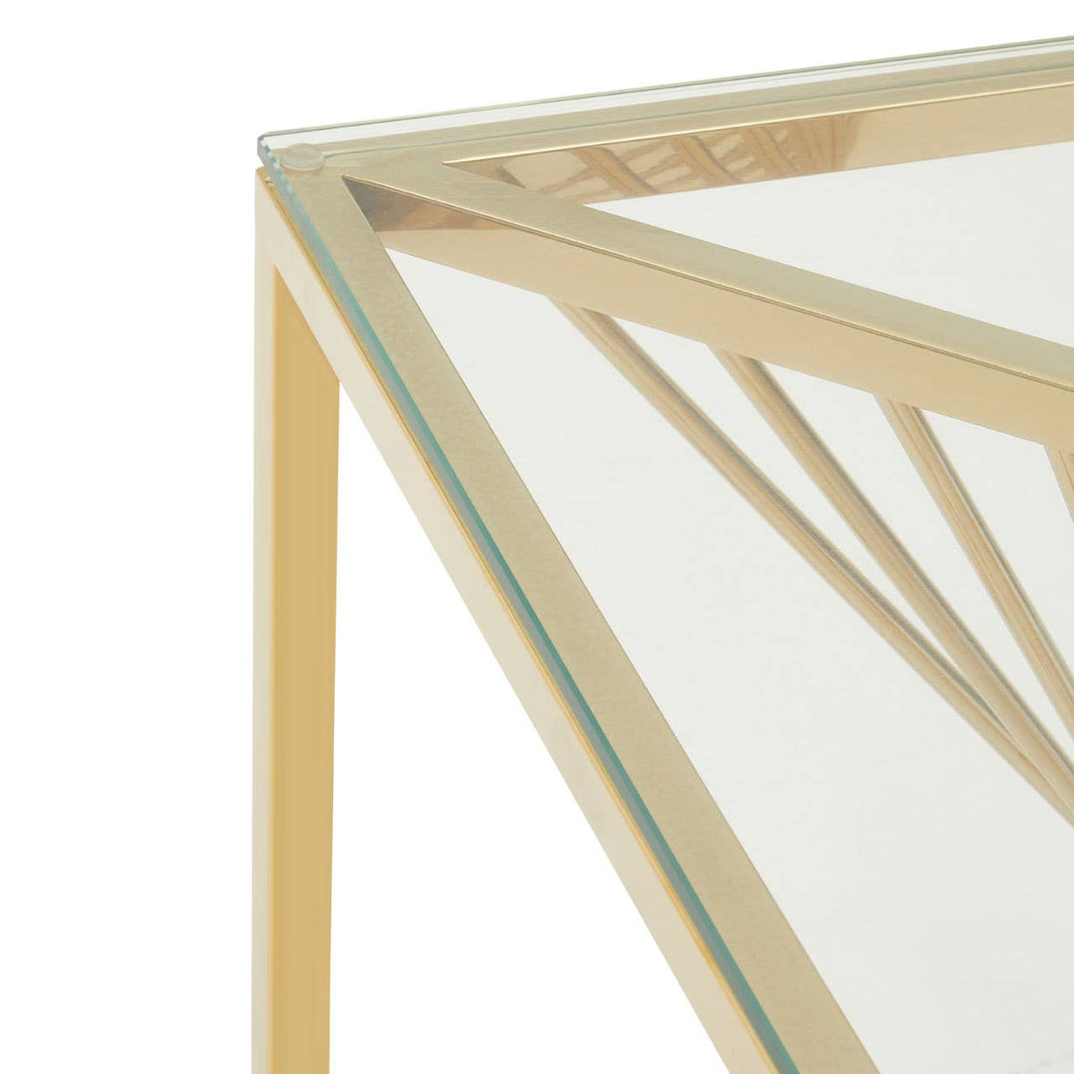 Amella End Table With Gold Finish Frame.