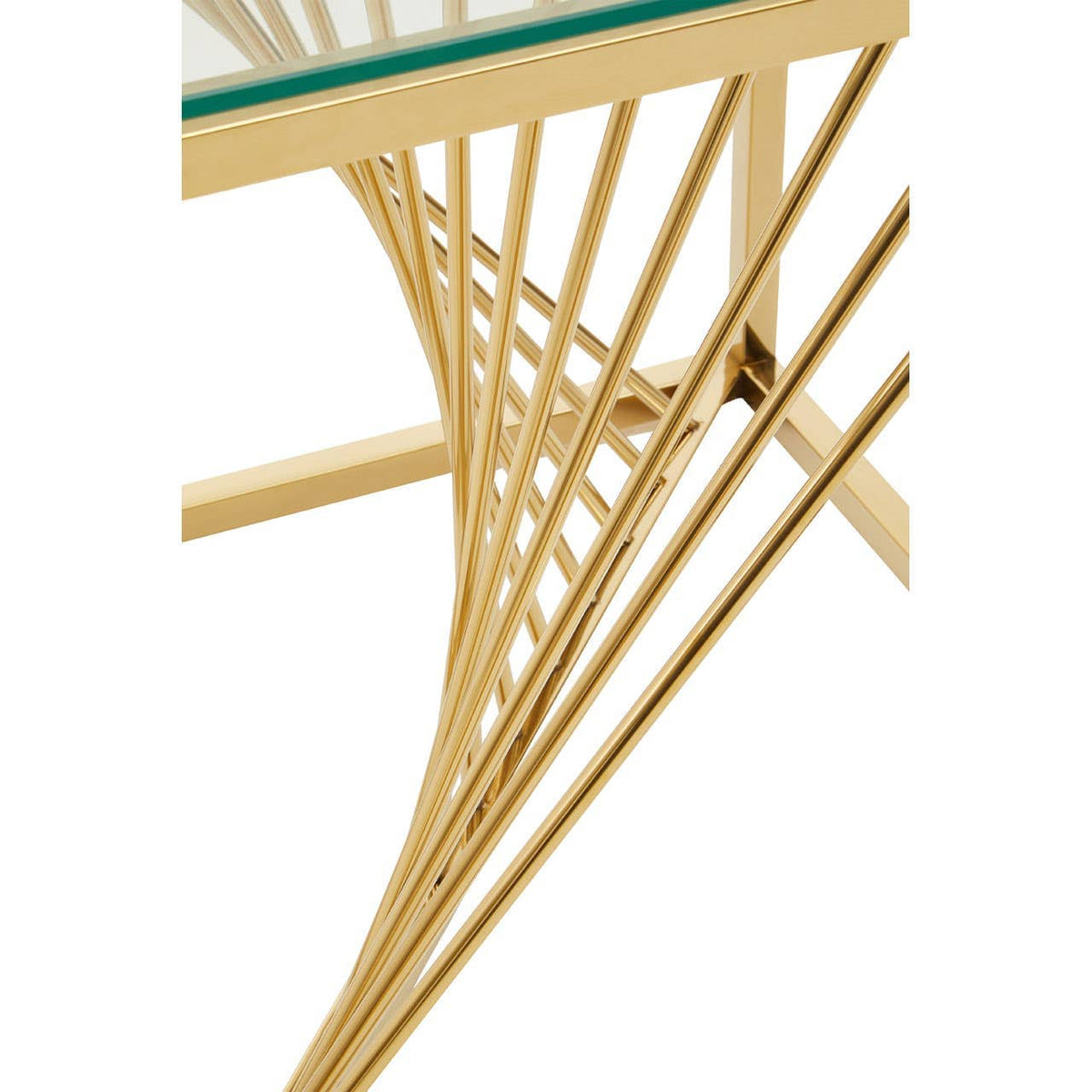 Amella End Table With Gold Finish Frame.