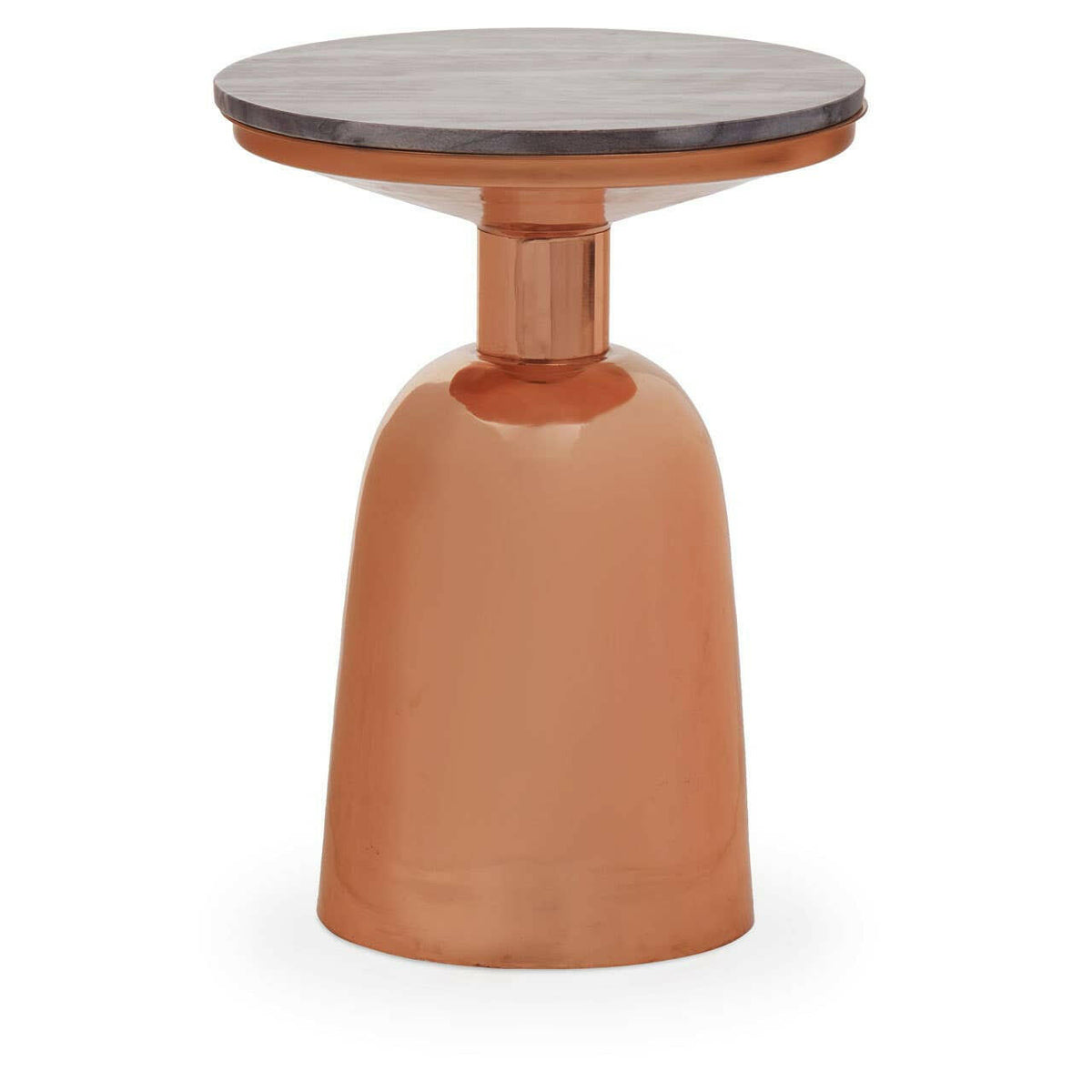 Amira Balck Marble Top Copper Base Side Table.