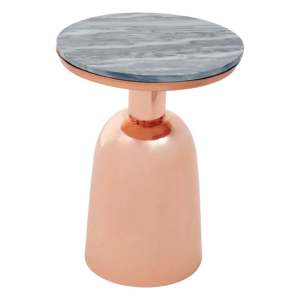 Amira Balck Marble Top Copper Base Side Table.