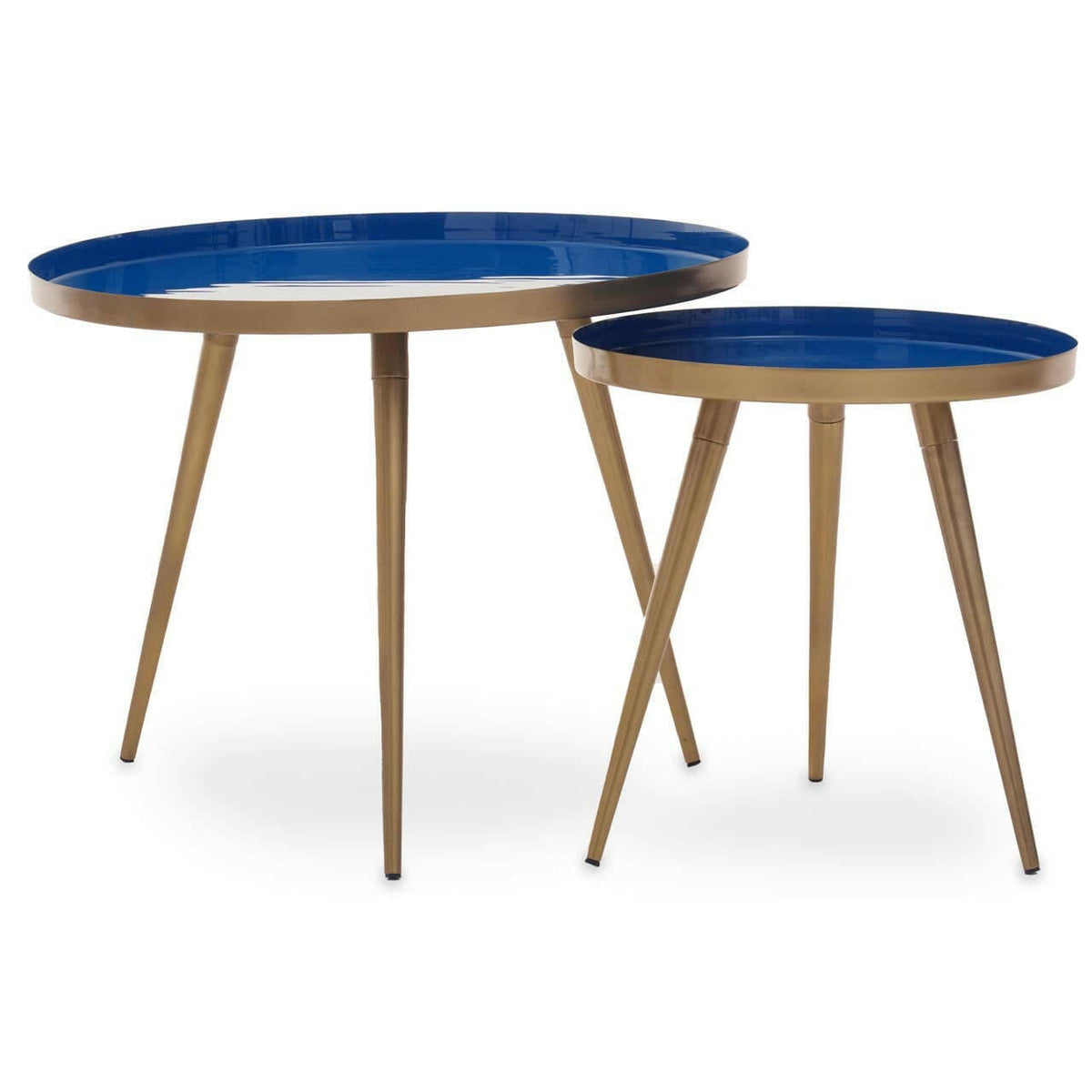Amira Blue Enamel Nest Of Two Tables.