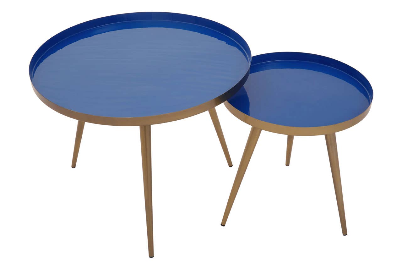 Noosa & Co. Living Amira Blue Enamel Nest Of Two Tables House of Isabella UK