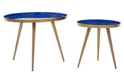 Noosa & Co. Living Amira Blue Enamel Nest Of Two Tables House of Isabella UK