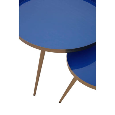 Noosa & Co. Living Amira Blue Enamel Nest Of Two Tables House of Isabella UK