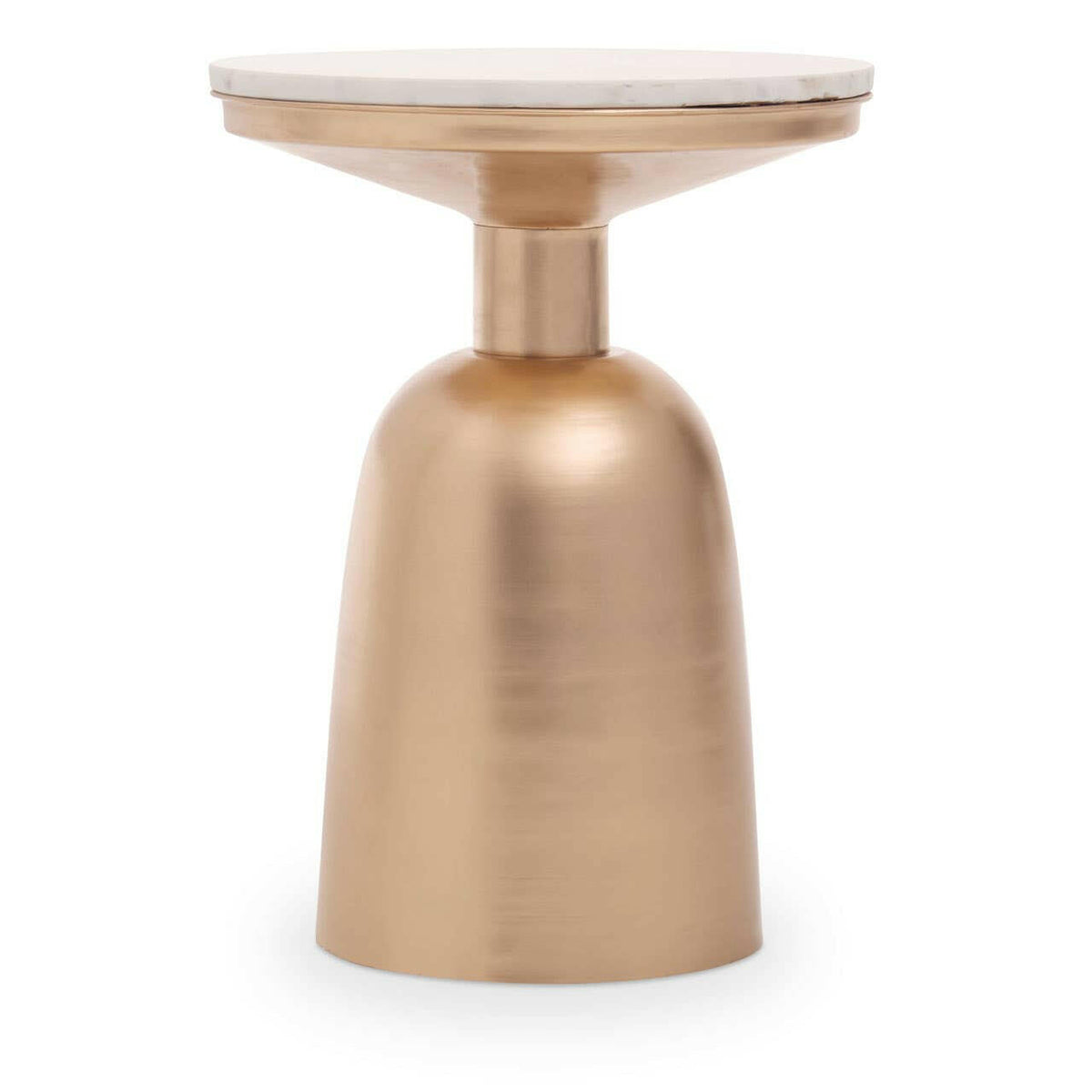 Amira White Marble Top Gold Base Side Table.