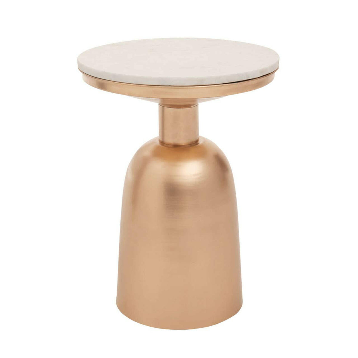 Amira White Marble Top Gold Base Side Table.