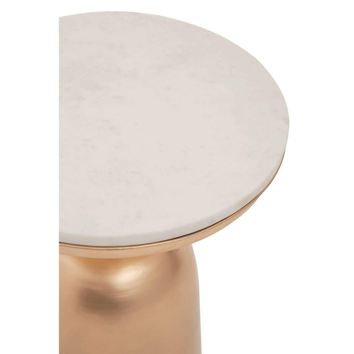 Amira White Marble Top Gold Base Side Table.