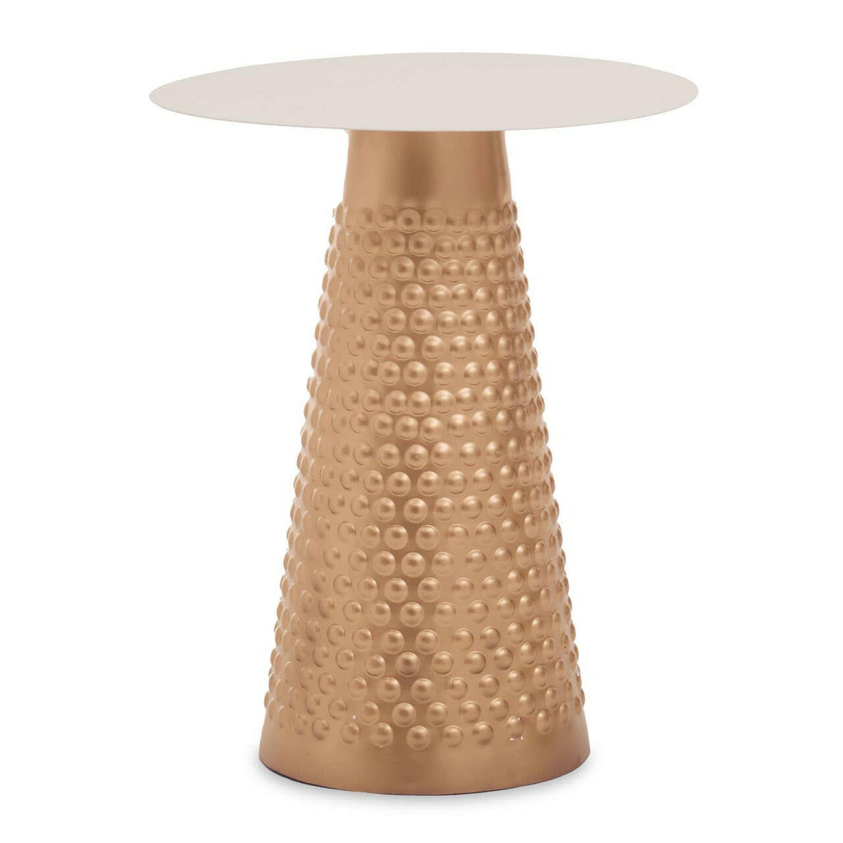 Amira White Top Gold Base Side Table.