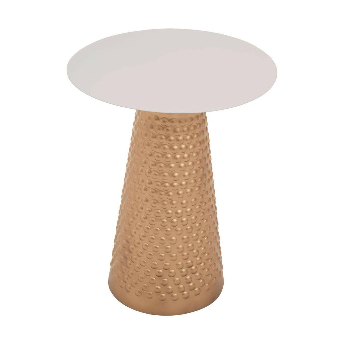 Amira White Top Gold Base Side Table.