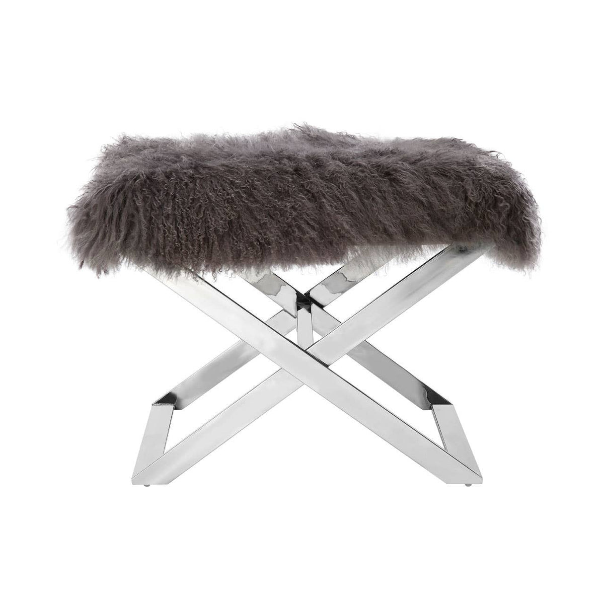 Anafi Grey Sheepskin Stool.