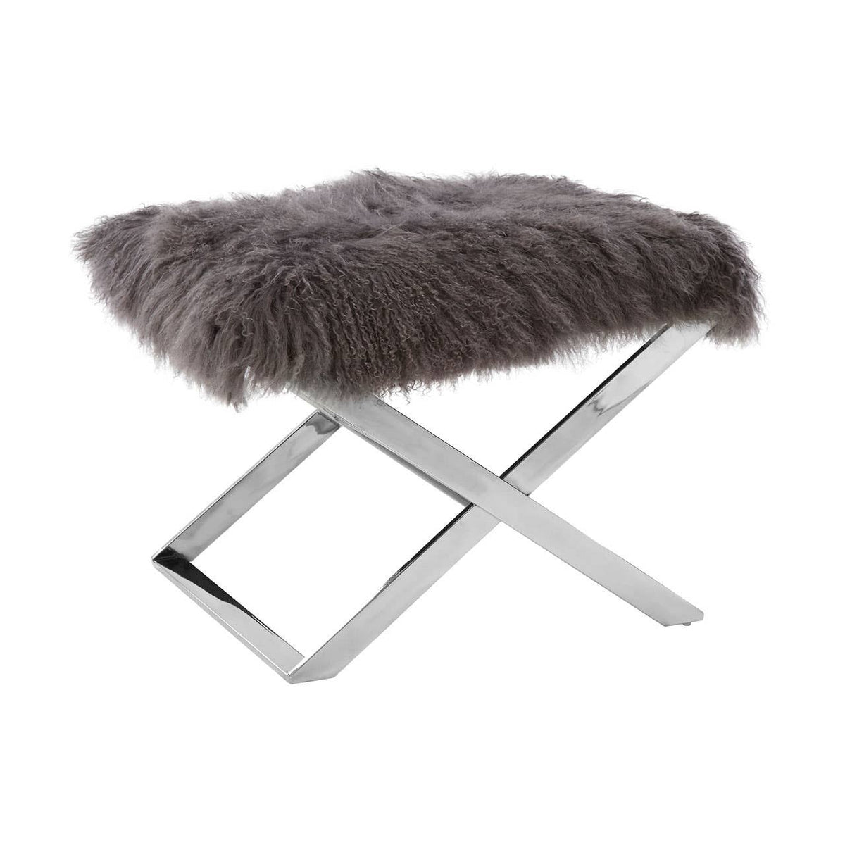 Anafi Grey Sheepskin Stool.