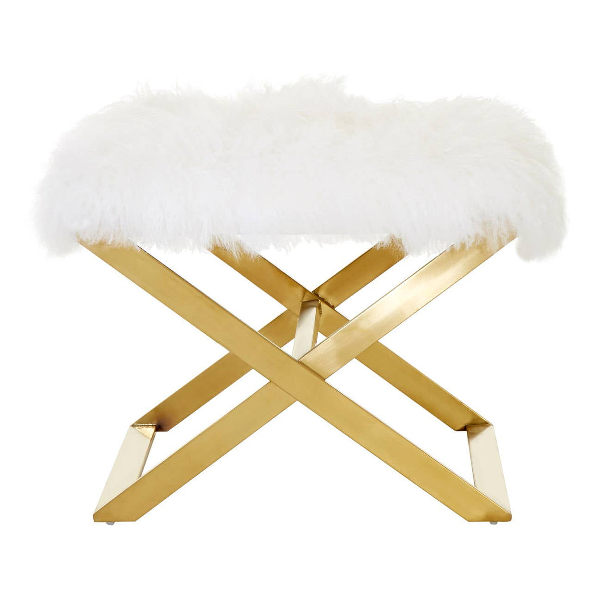 Anafi White Sheepskin Stool.
