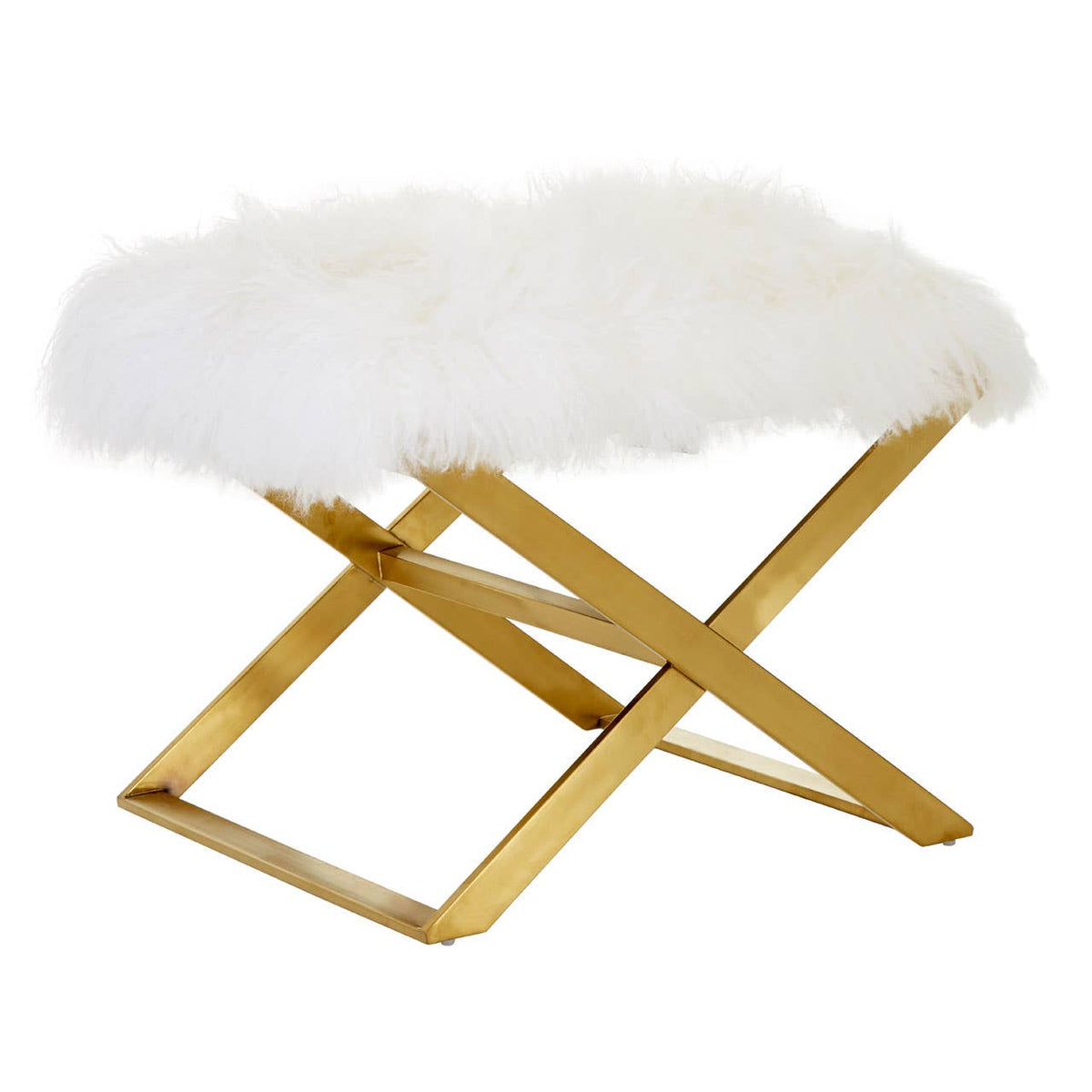 Anafi White Sheepskin Stool.