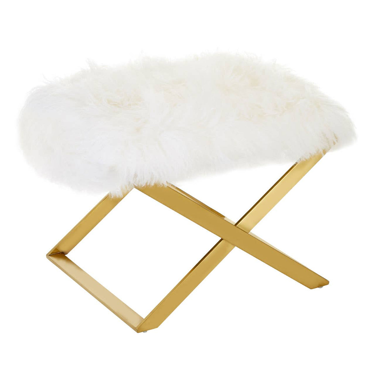Anafi White Sheepskin Stool.