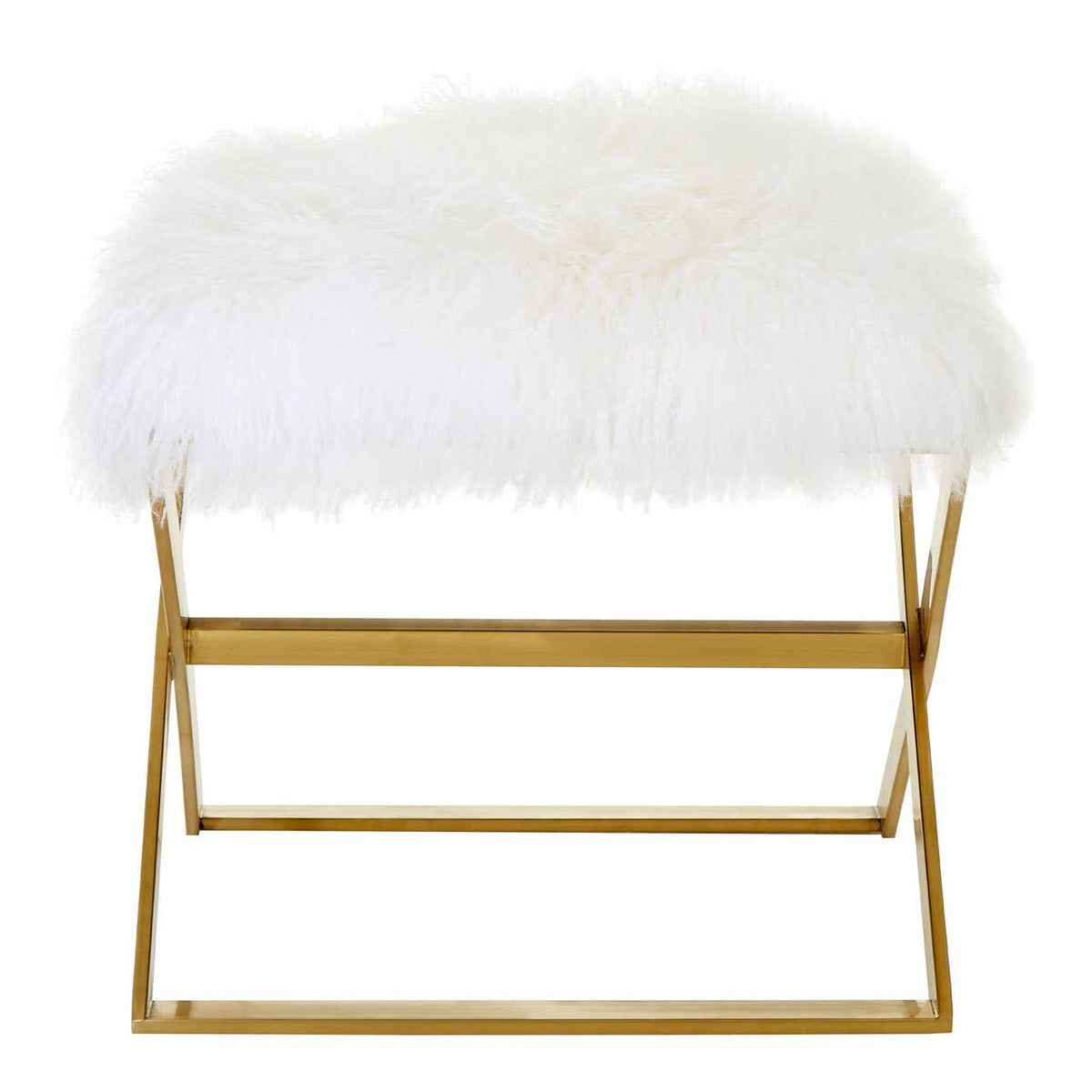 Anafi White Sheepskin Stool.