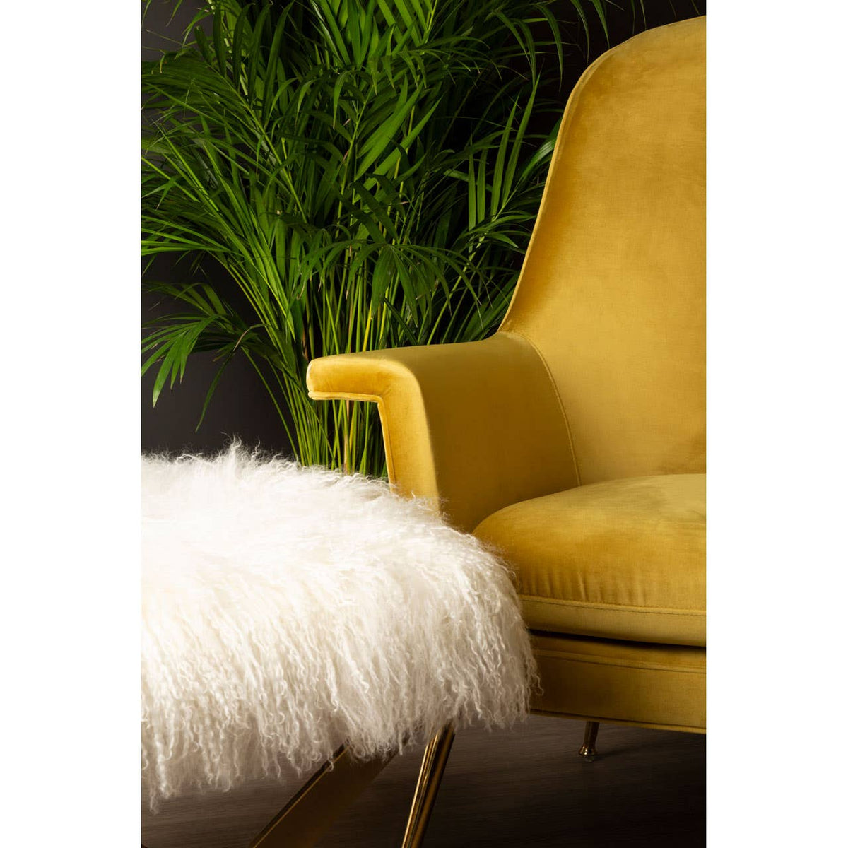 Anafi White Sheepskin Stool.