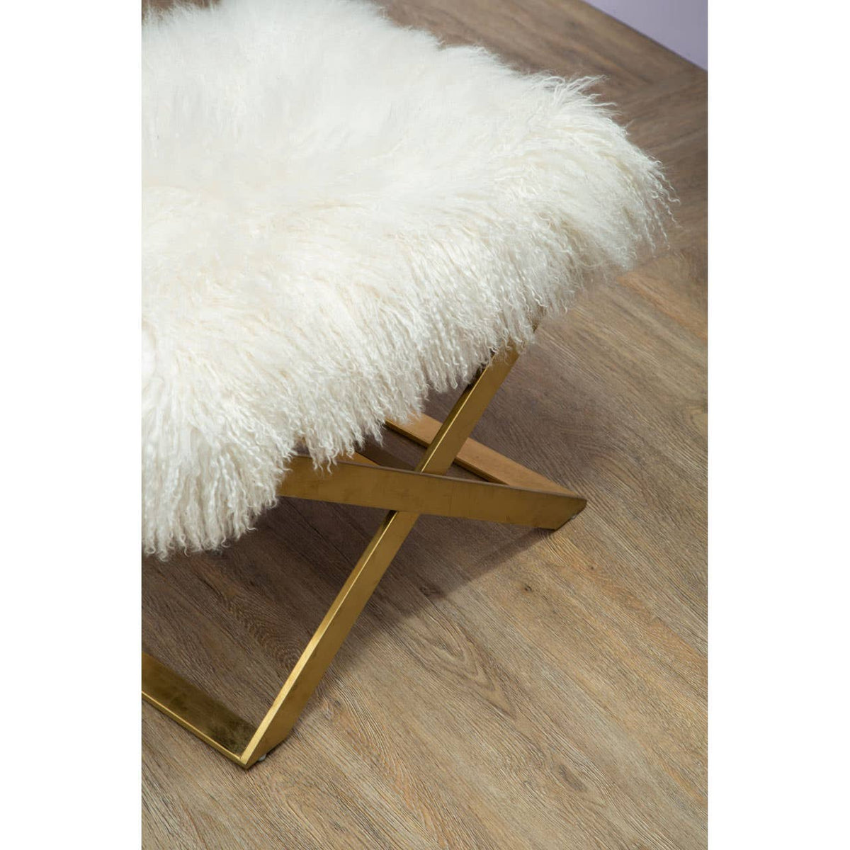 Anafi White Sheepskin Stool.