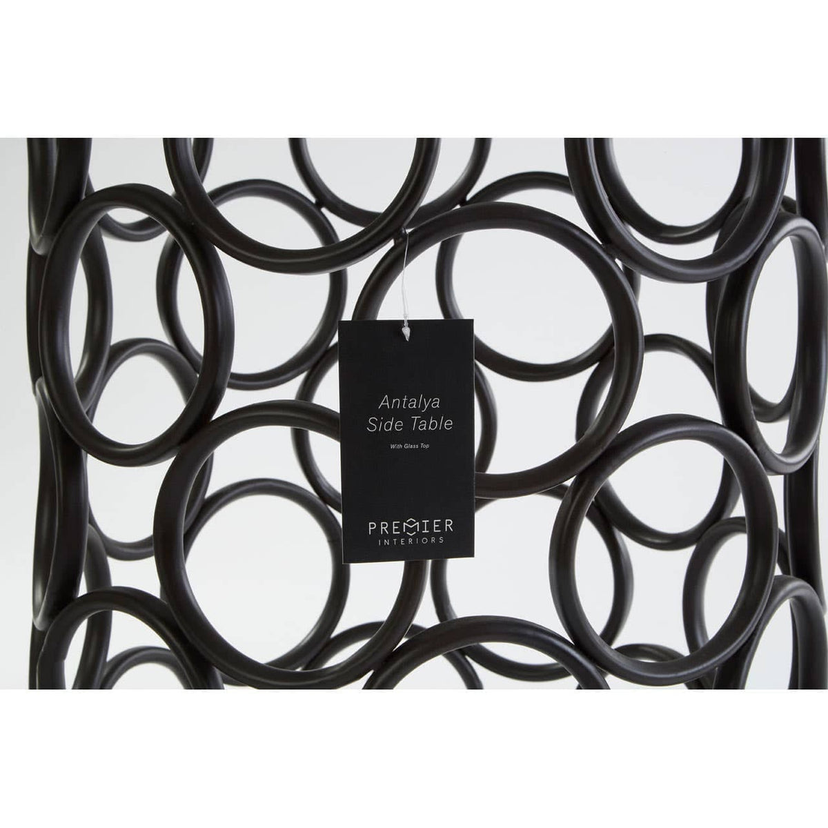 Noosa & Co. Living Antalya Black Round Side Table with Glass Top House of Isabella UK