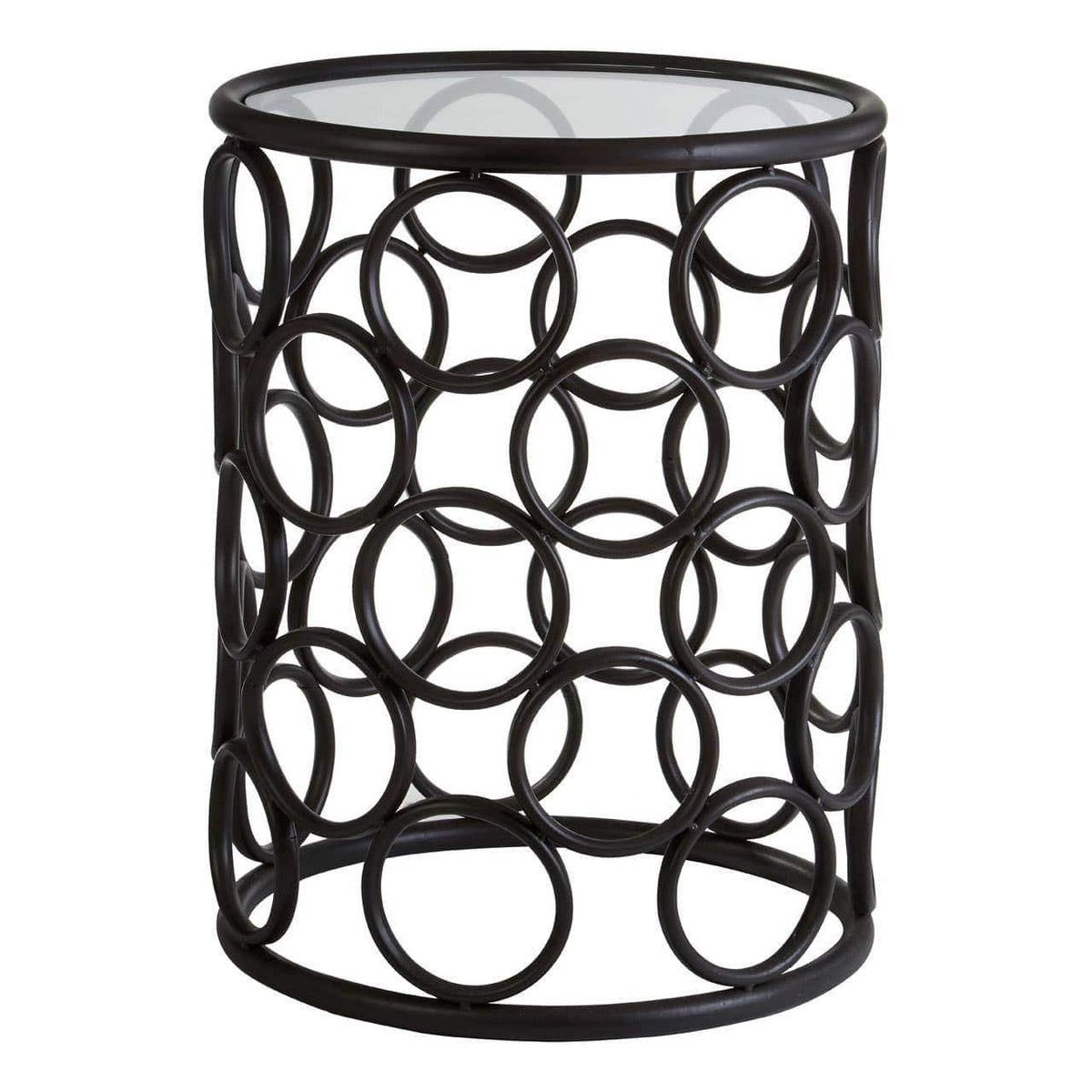 Noosa & Co. Living Antalya Black Round Side Table with Glass Top House of Isabella UK