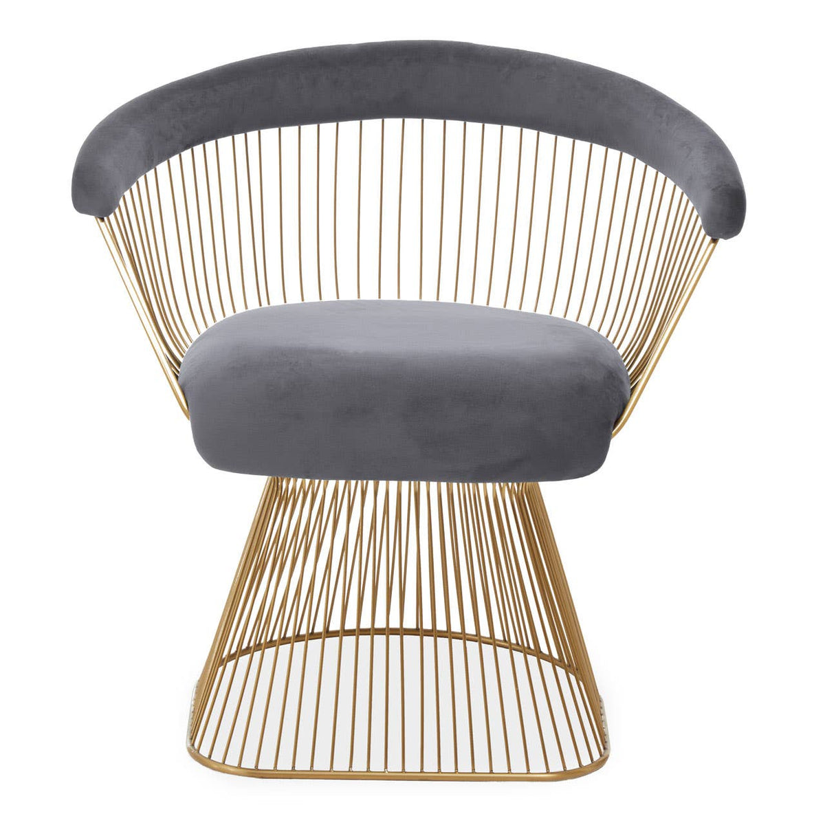 Anzio Grey Velvet And Brushed Gold Chair.
