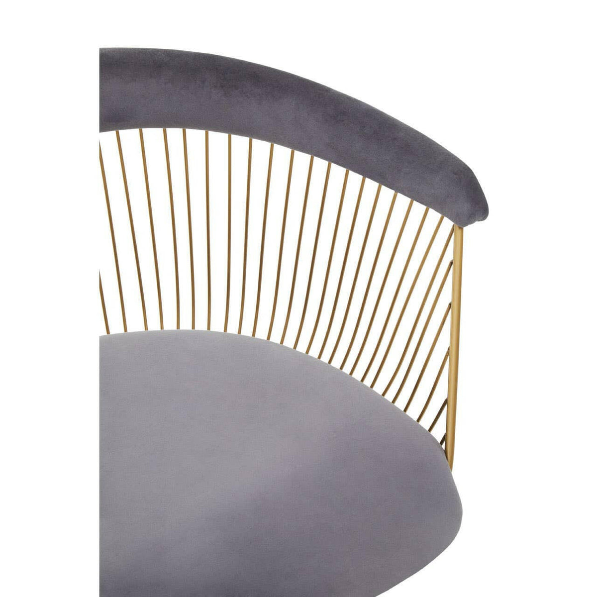 Anzio Grey Velvet And Brushed Gold Chair.