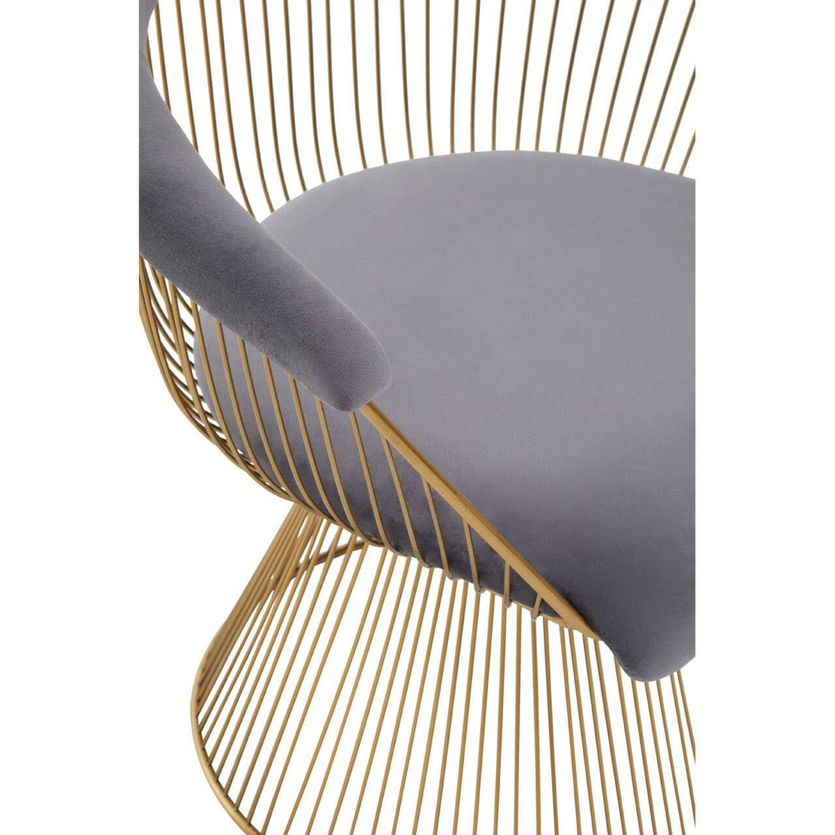 Anzio Grey Velvet And Brushed Gold Chair.