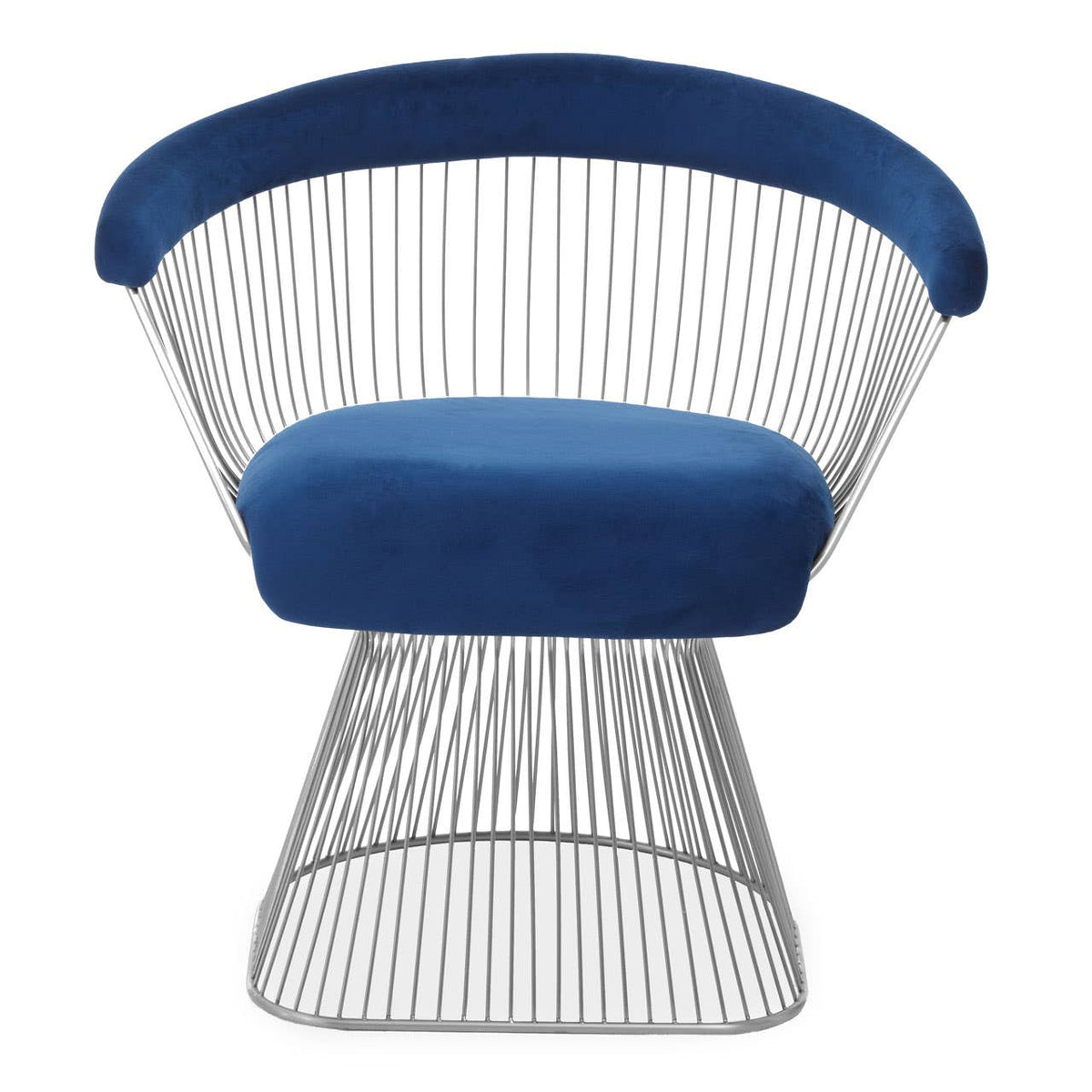 Anzio Navy Blue Velvet And Brushed Silver Chair.