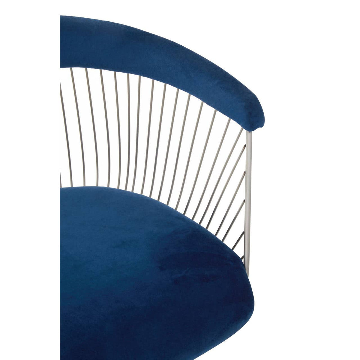 Anzio Navy Blue Velvet And Brushed Silver Chair.