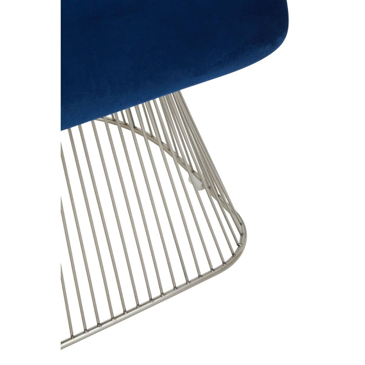 Anzio Navy Blue Velvet And Brushed Silver Chair.