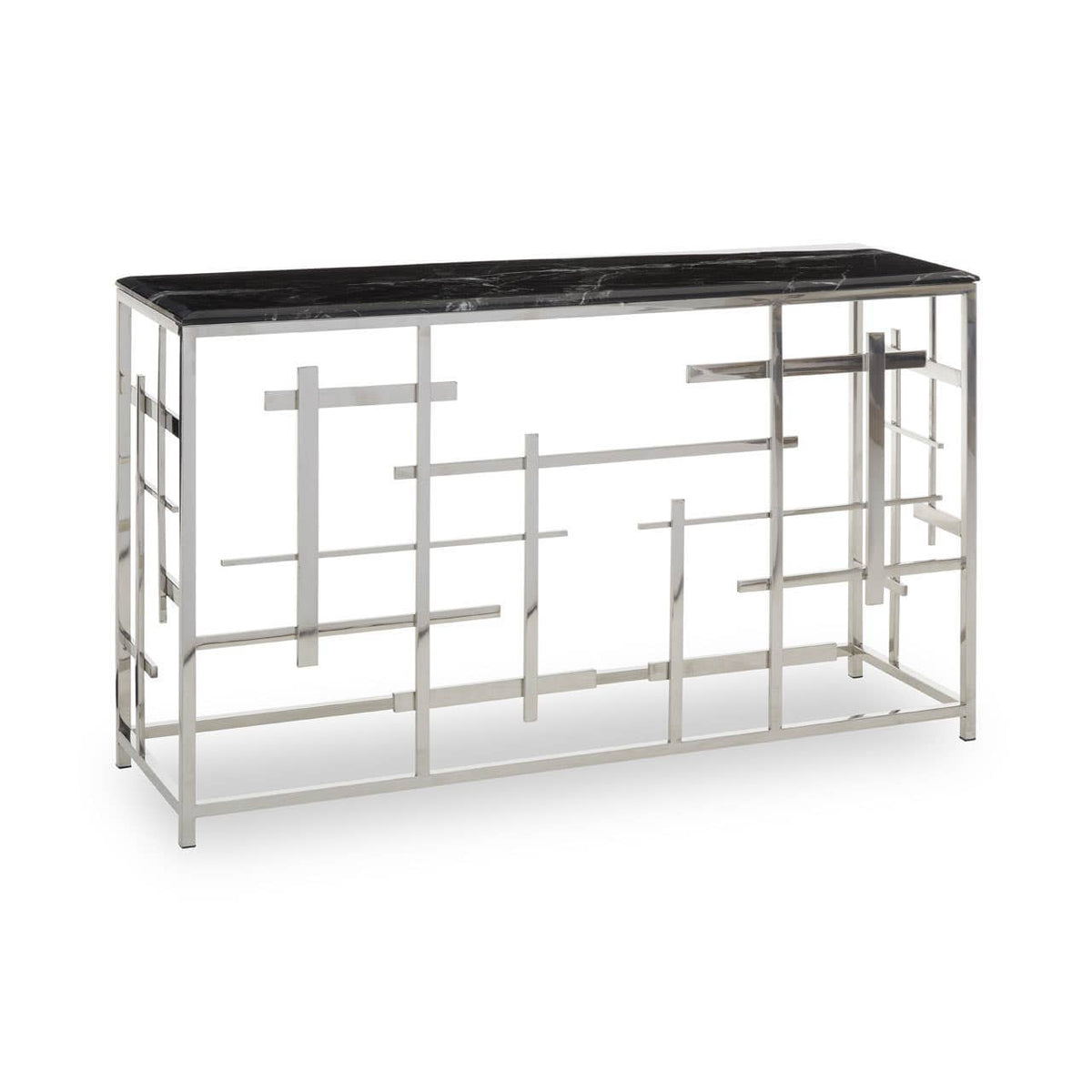Aprilia Black Marble Console Table.