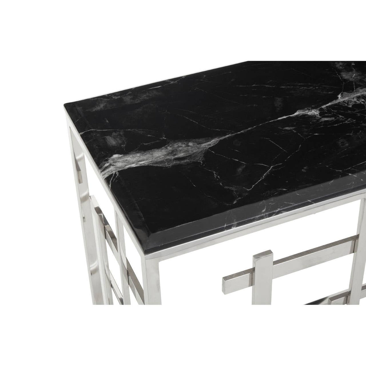 Aprilia Black Marble Console Table.