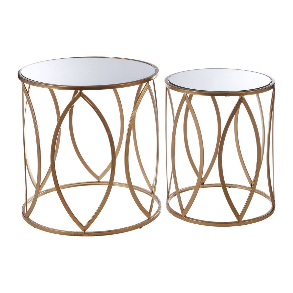 Arcana Gold Finish Side Tables - Set Of 2.