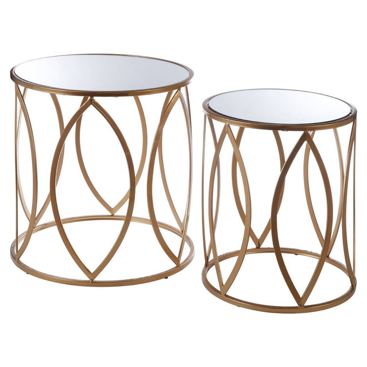 Arcana Gold Finish Side Tables - Set Of 2.