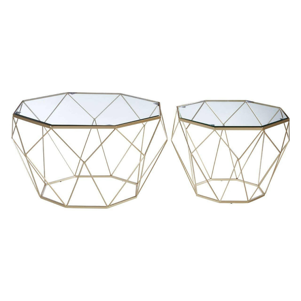 Arcana Set Of 2 Clear Glass Tables.
